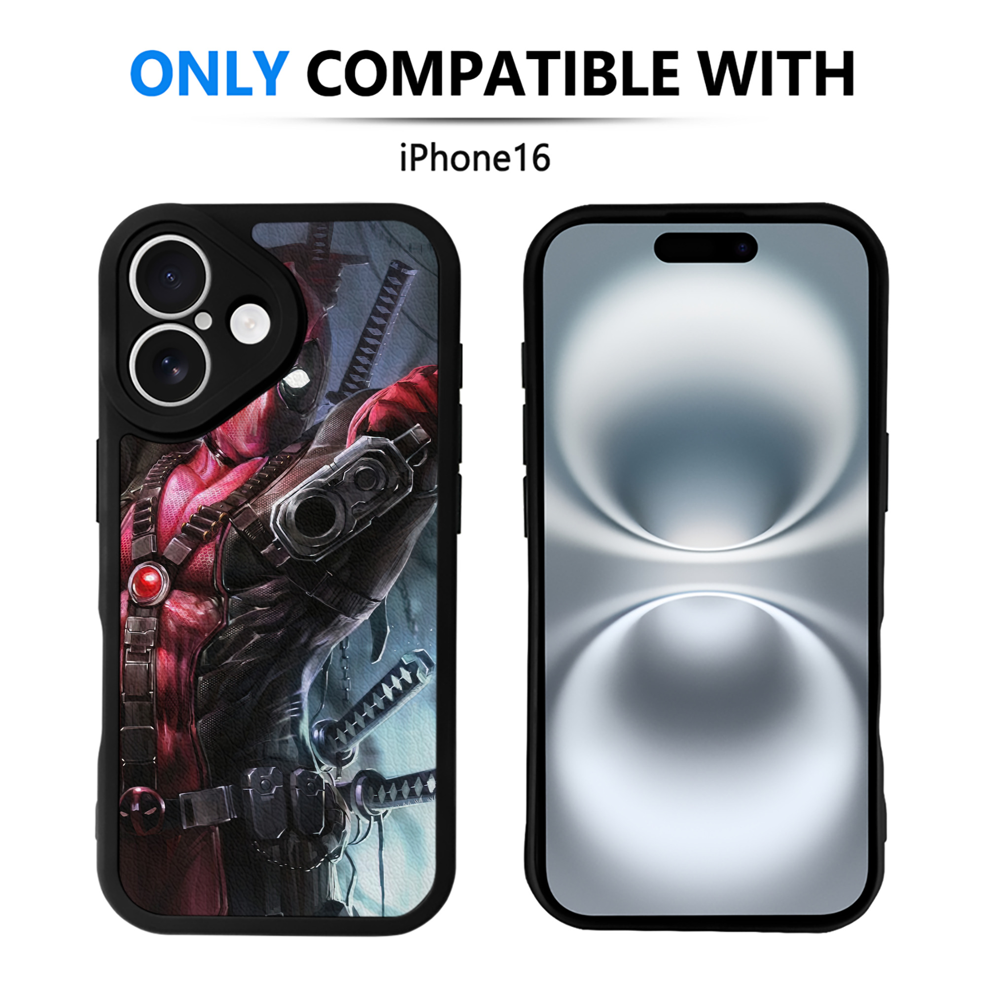 （画像用） Deadpool デッドプール 【iPhone 16シリーズ対応】シリコンスマホケース（レザー調） 材質：シリコン